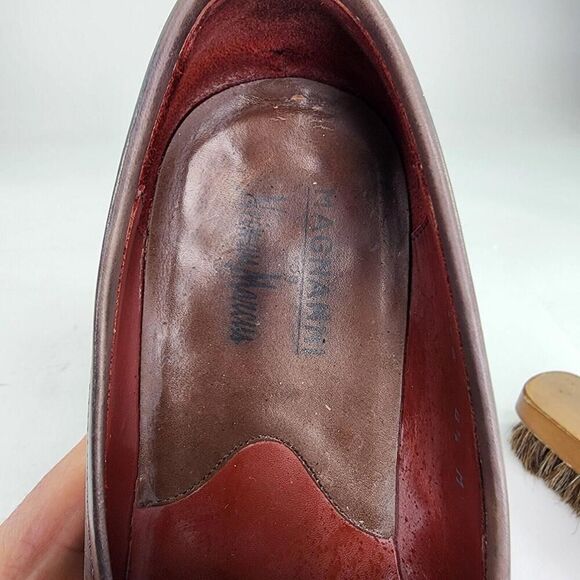 MAGNANNI THE MAINE DRESS LOAFERS US 8.5 M REED BROWN DISTRESSED SLIP-ON SHOES - Picture 11 of 13